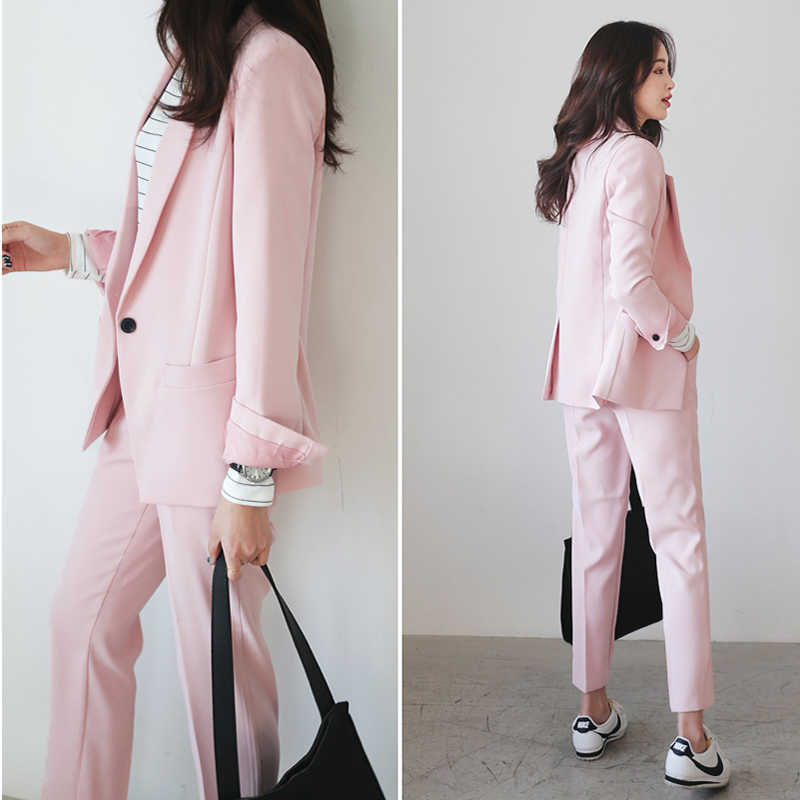 Women's trouser suit women clothes Autumn and winter fashion OL high quality office pink blazer Trousers set two-piece 210527
Women's trouser suit women clothes Autumn and winter fashion OL high quality office pink blazer Trousers set two-piece 210527