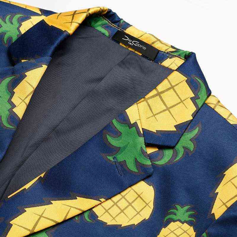 Exclusive TOTURN Men's suits blazer Holiday printing high quality leisure fashion men jackets flower pineapple pattern blazers 211111