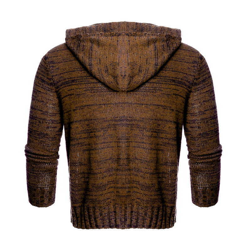 Men's Fashion Solid Color Knit Hooded Sweaters O-Neck Long Sleeve Slim Fit Pullover Tops Autumn Winter 211008