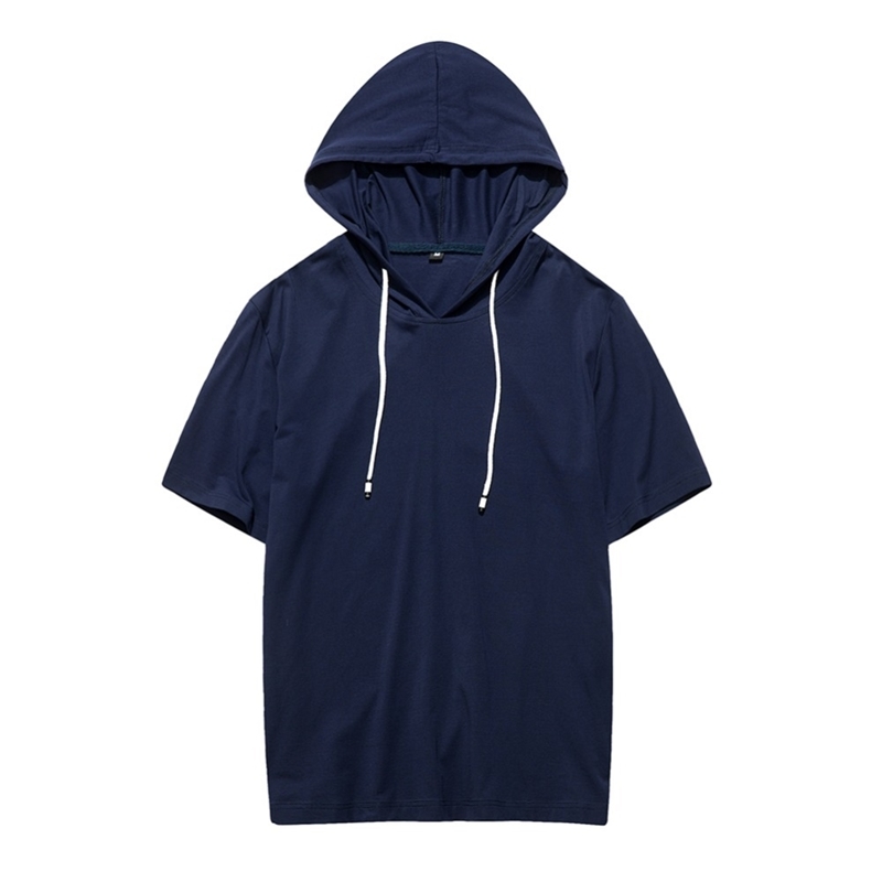 Cotton 100% Hooded New Clothing 8 colors Solid T Shirt Men Tshirts Fitness Casual For Male Summer Skateboard Top Tees Boys T200516