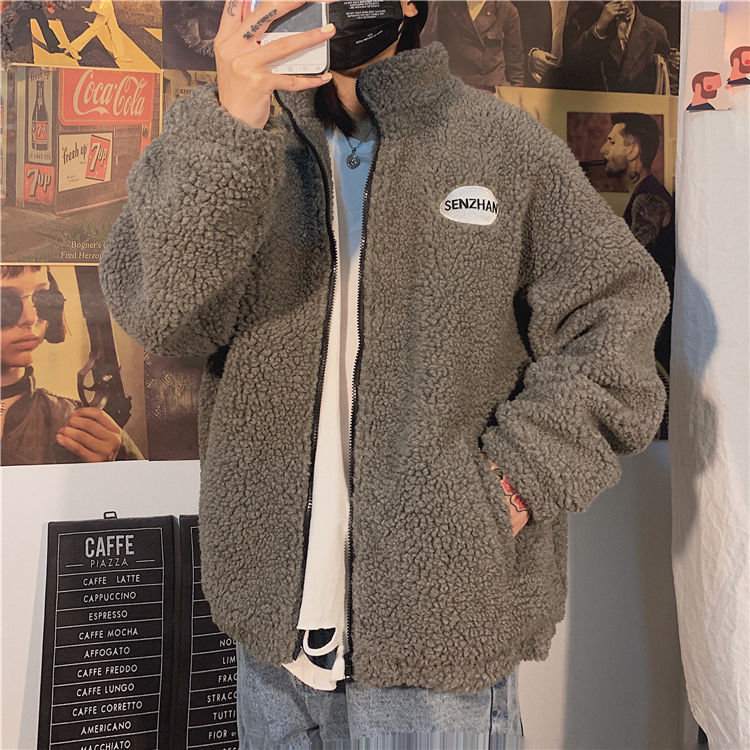 Faux lamb wool coat winter clothes women zipper sweatshirt all-match thinner stand collar cardigan harajuku hoodie women 201113