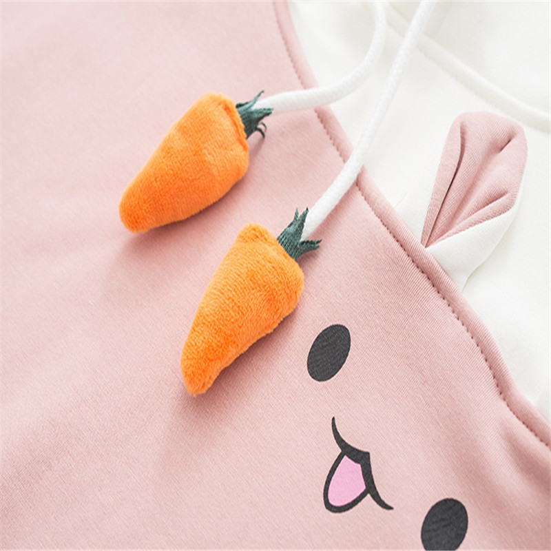 Merry Pretty Women Hoodies Animal Lovely Pullover Kawaii Rabbit Sweatshirt Cute Bunny Graphic Outerwear Pink Black Hoodie Girls 201103