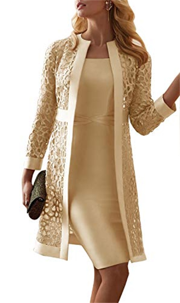 new 2021 mother of the bride dresses with lace jacket jewel neck sheath wedding guest dress plus size formal mothers dress