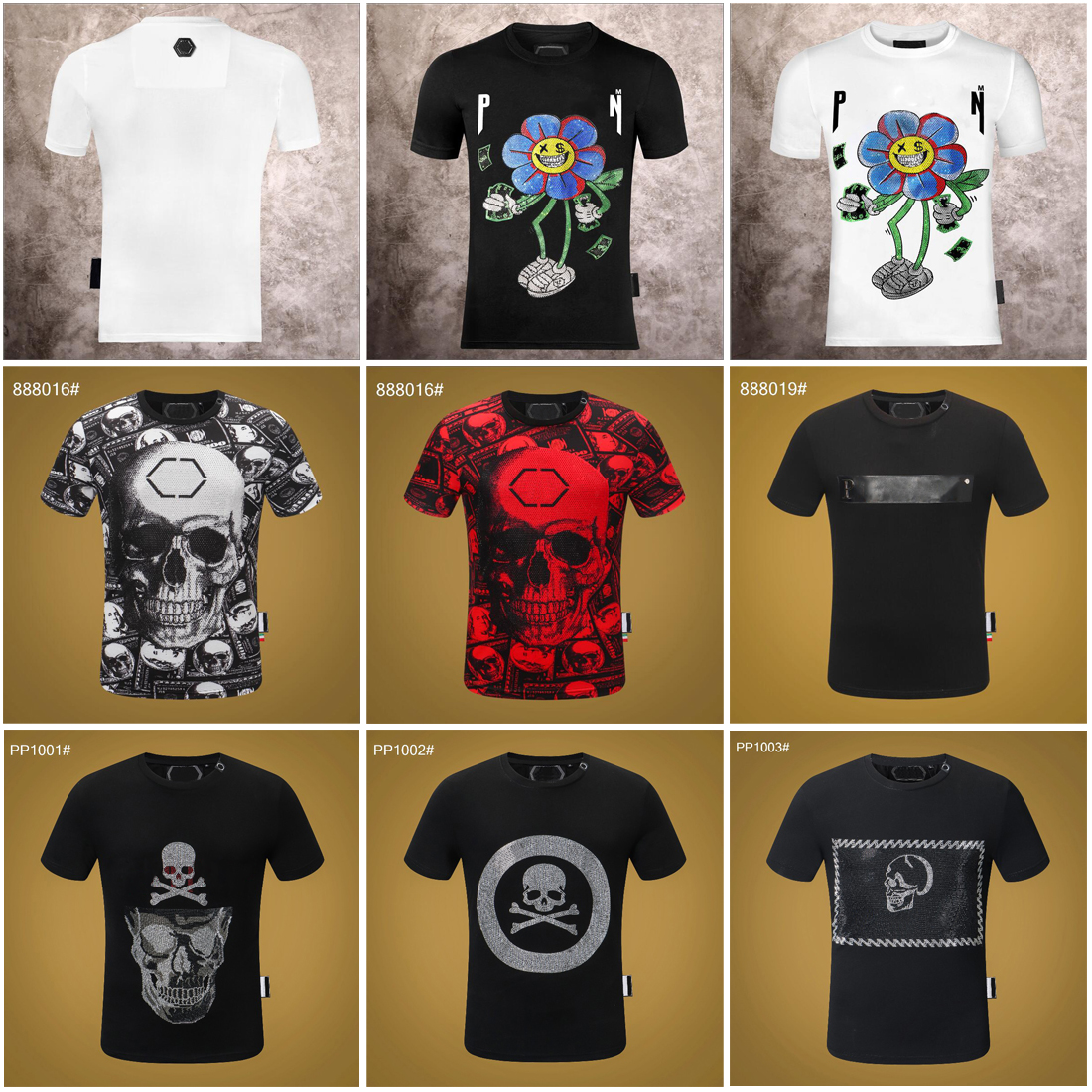 PP Fashion Men's Designer slim fit T-shirt Summer rhinestone Short Sleeve Round Neck shirt tee Skulls Print Tops Streetwear collar Polos M-xxxL 2029, # 7
PP Fashion Men's Designer slim fit T-shirt Summer rhinestone Short Sleeve Round Neck shirt tee Skulls Print Tops Streetwear collar Polos M-xxxL 2029, # 7
