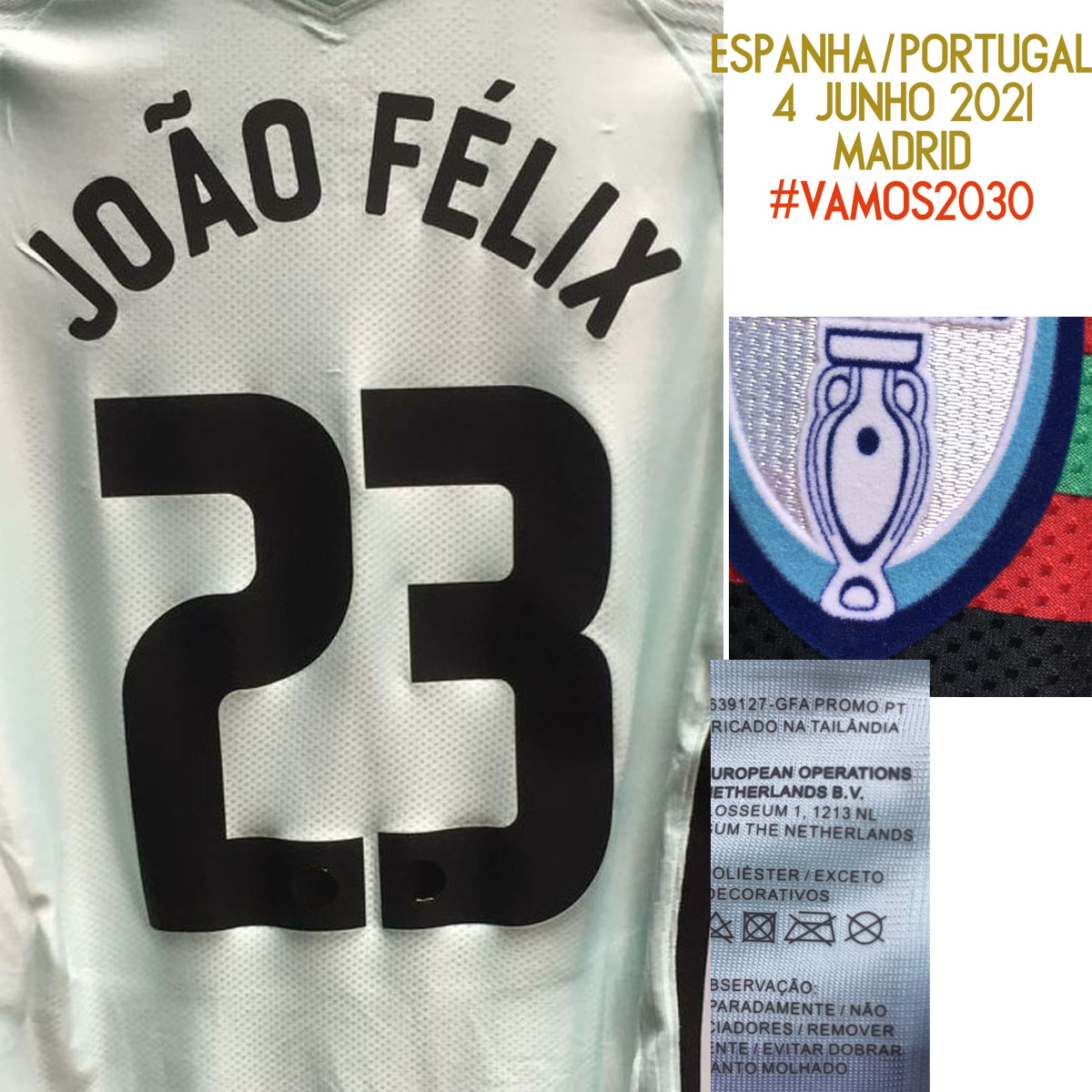 American College Football 2021 Match Worn Playe issue Ronaldo maillot Shirt Joao Felix Bernardo PEPE Fernandes With #VAMOS2030 MatchDetails, Vs spi-an player version
American College Football 2021 Match Worn Playe issue Ronaldo maillot Shirt Joao Felix Bernardo PEPE Fernandes With #VAMOS2030 MatchDetails, Vs spi-an player version