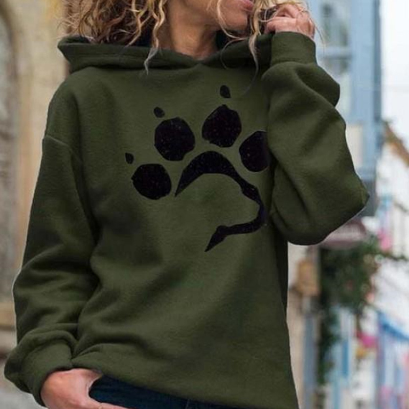 Autumn Printed Warm Women's Hooded Sweatshirts Long Sleeve Winter Female Sweatshirt Solid New Streetwear Casual Lady Pullovers 201102