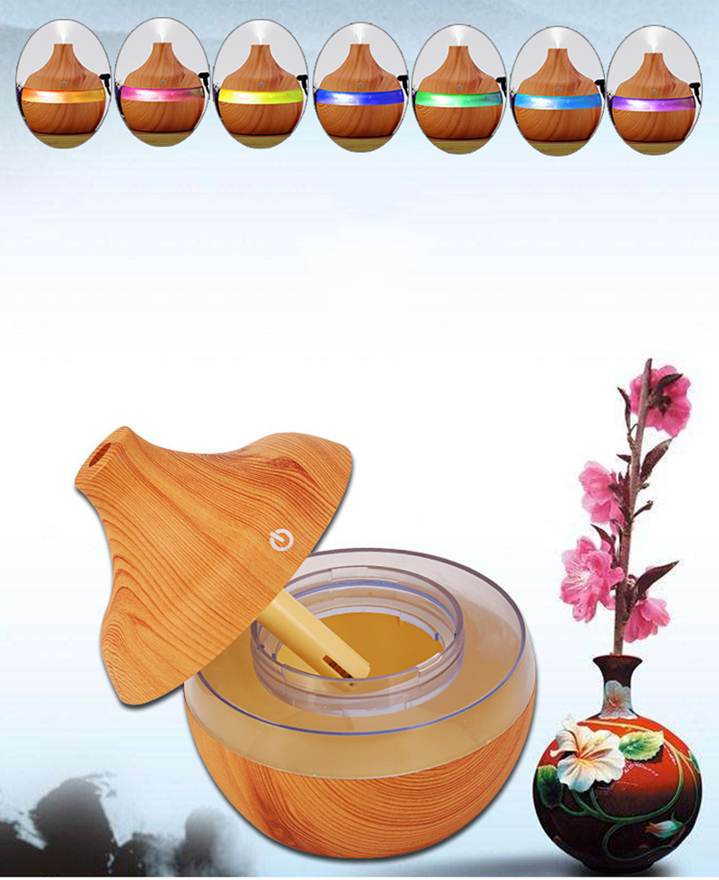 300ml Essential Oil Diffuser Ultra humidifier USB Electric Wood Grain Cool Mist Diffusers air purifiers with 7 LED color light