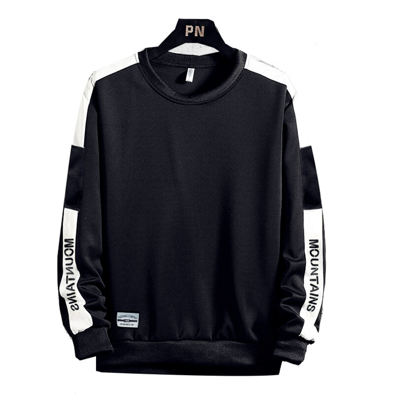 Trend Men Hoodies Casual Solid Splice Pullover ONeck Slim Fit Men's Sportswear Sweatshirt Print Male Hoody Tracksuit 201020