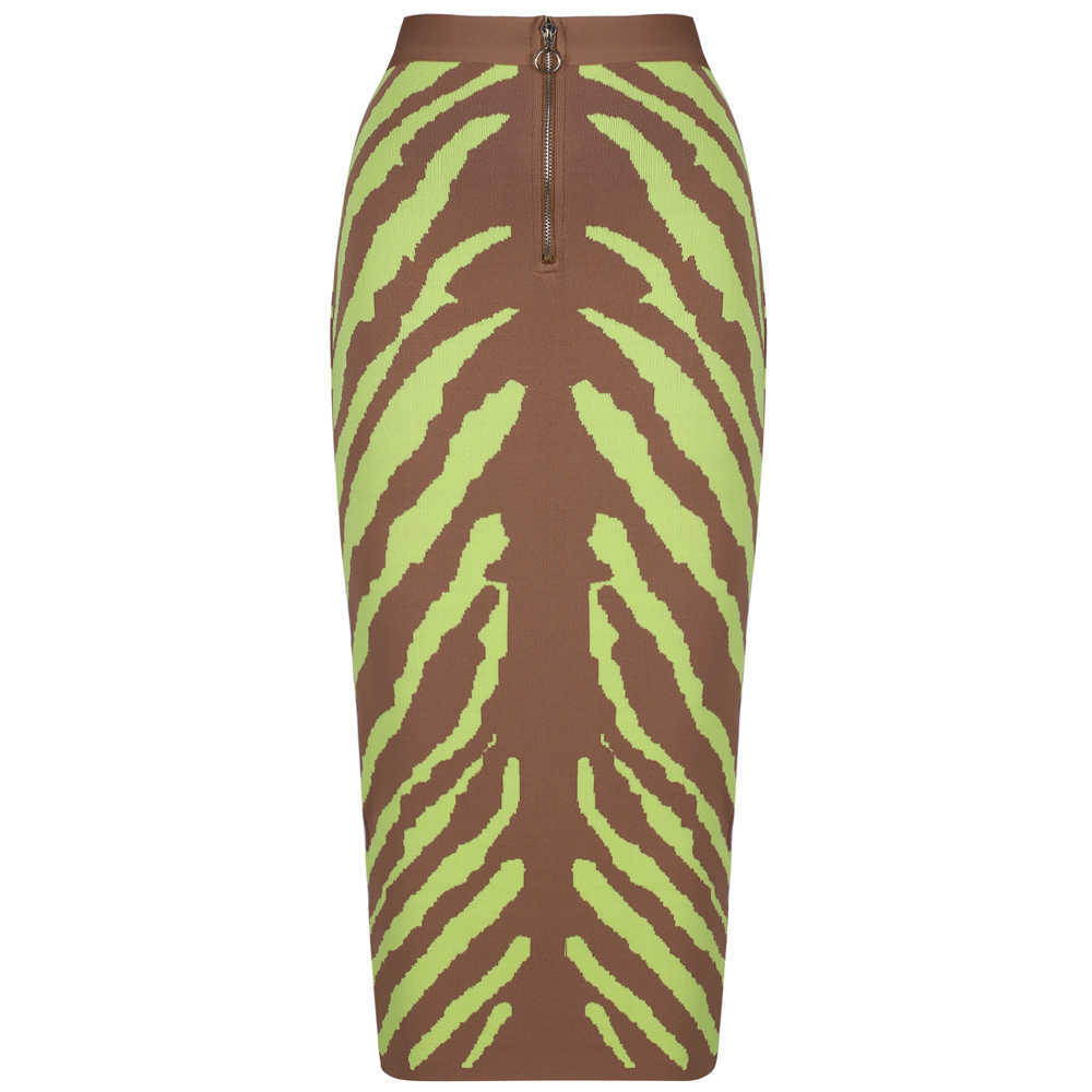 Ocstrade Arrival Fashion Long Bandage Skirt Women Lime Zebra Print Bodycon Midi Club Party 210619