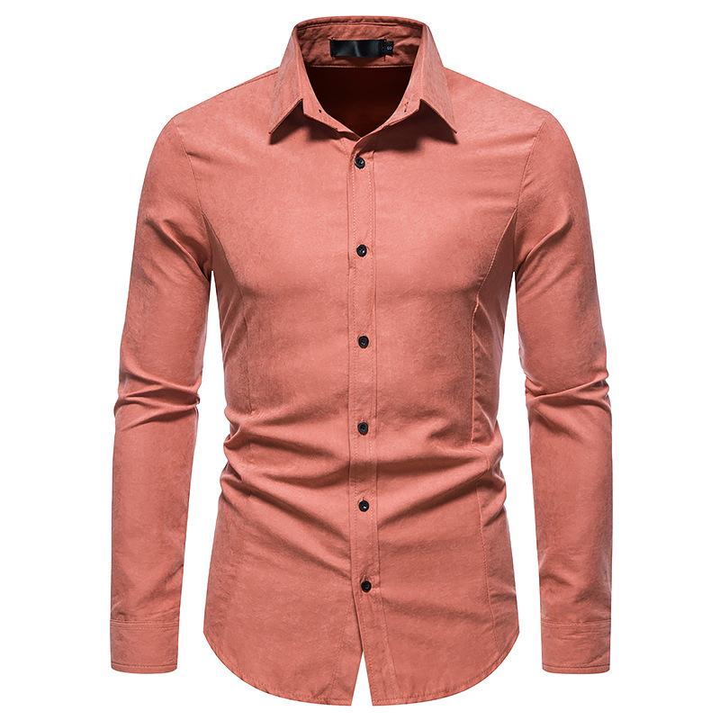 Men' Casual Shirts Long Sleeve Fashion Button Plain Color Retro Slim Fit Shirt, Orange
Men' Casual Shirts Long Sleeve Fashion Button Plain Color Retro Slim Fit Shirt, Orange