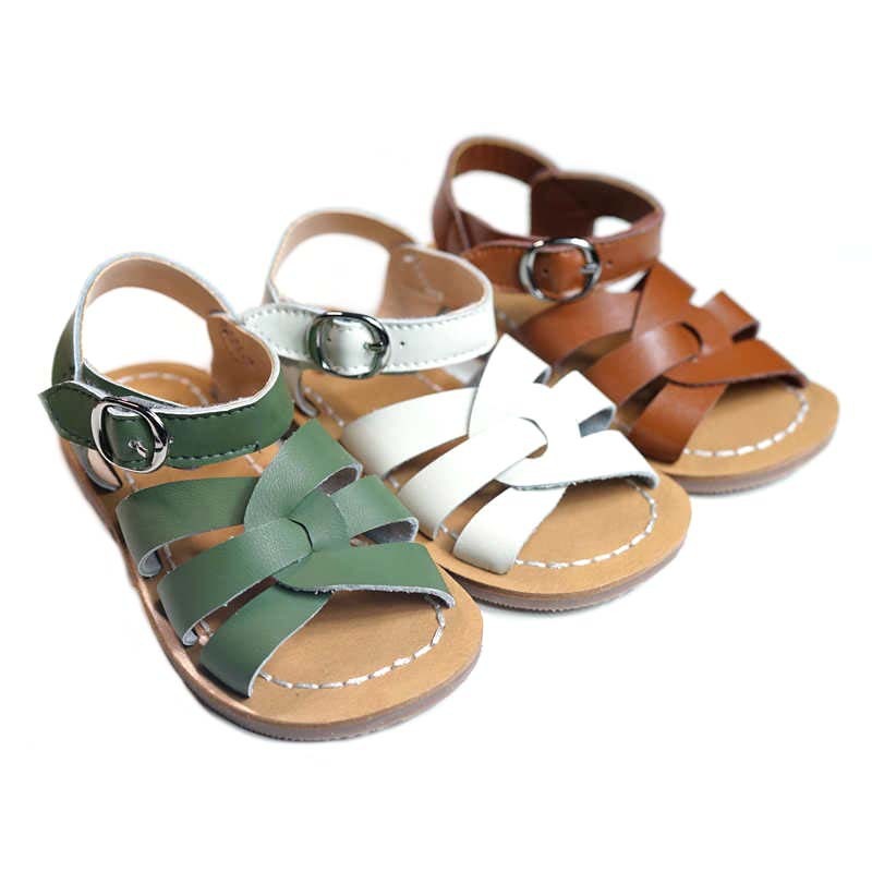 Cowhide Children's sandals High-grade Genuine Leather Girls Beach saltwater sandals Non-slip Sole Boys shoes 6T 210226