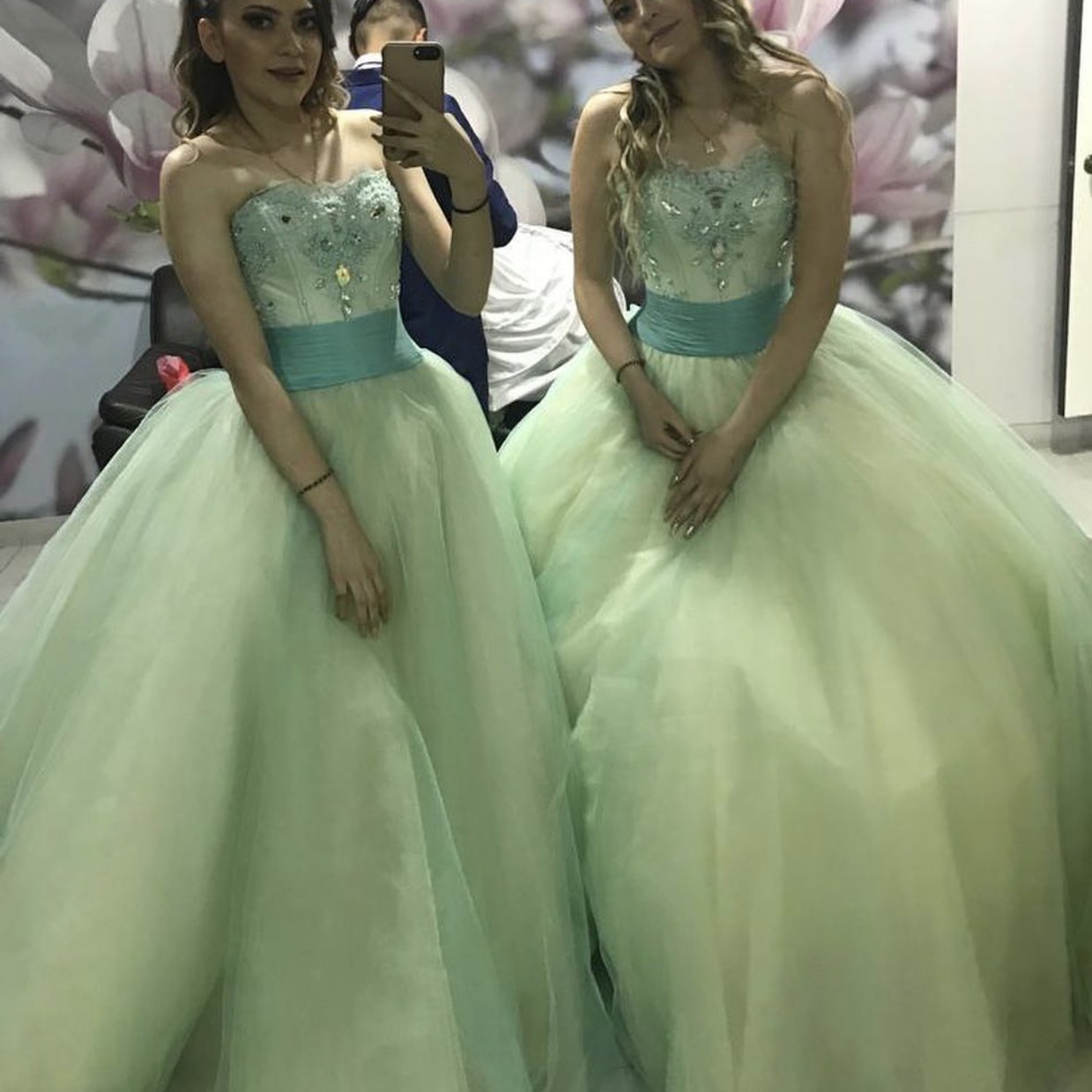Princess Sage Ball Gown Quinceanera Dresses 2021 Sweet 16 Dresses Beaded Sequins Strapless Debutante Gowns Plus Size Vestidos De 15