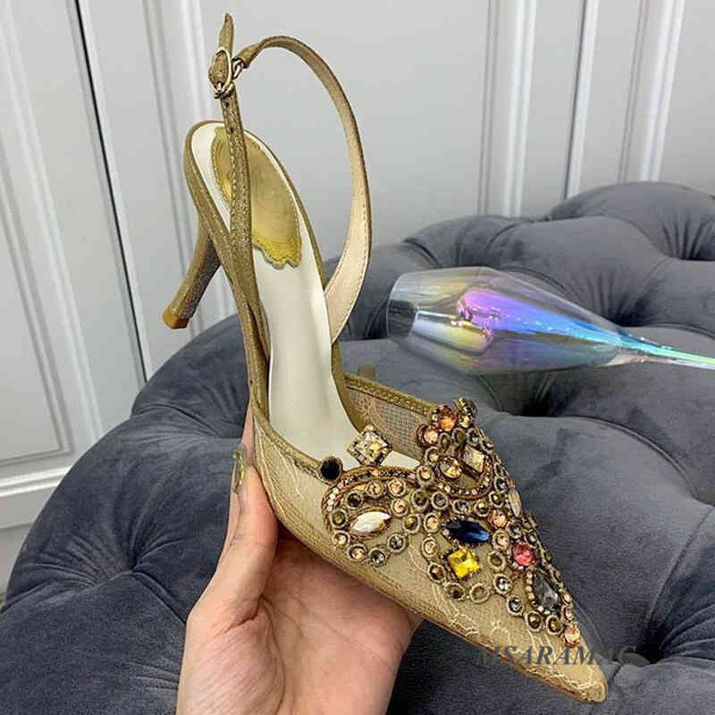 Sandals Designer Lace High Heels Stiletto Heel Pointed Toe Formal Slingbacks Retro Crystal Embroidery Bridal Wedding Shoes Women 50RM, Black
Sandals Designer Lace High Heels Stiletto Heel Pointed Toe Formal Slingbacks Retro Crystal Embroidery Bridal Wedding Shoes Women 50RM, Black