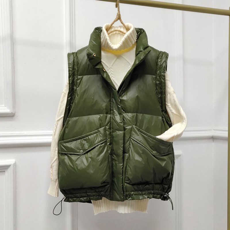 SEDUTMO Winter Duck Down Vest Women Ultra Light Oversize Waistcoat Autumn Casual Short Pocket Jacket Slim Parkas ED1317 210819