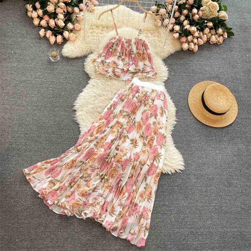 Women Bohemian Two Piece Sets Summer Chiffon Pleated Outfits Woman Sweet Floral Printed Crop Top and Skirts Ruffles Beach Suits 210525, Yellow
Women Bohemian Two Piece Sets Summer Chiffon Pleated Outfits Woman Sweet Floral Printed Crop Top and Skirts Ruffles Beach Suits 210525, Yellow