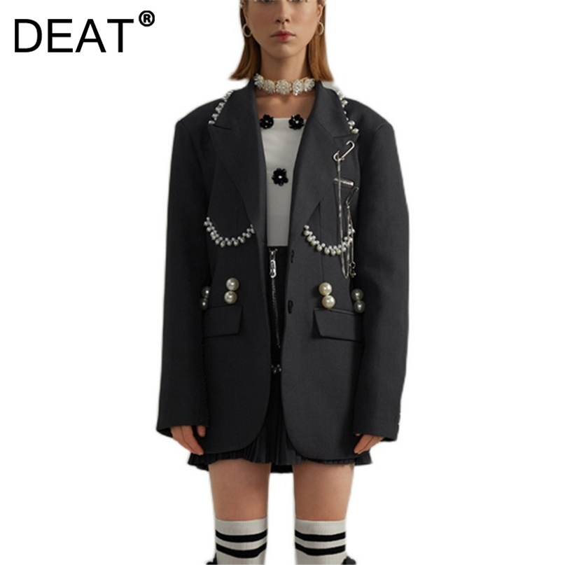 DEAT Autumn Winter Fashion Long Sleeve Loose Single Breasted Pearl Grey Medium Length Slim Blazer Coat Women SH324 211019, Dark grey
DEAT Autumn Winter Fashion Long Sleeve Loose Single Breasted Pearl Grey Medium Length Slim Blazer Coat Women SH324 211019, Dark grey