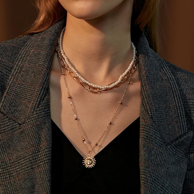 Pendant Necklaces Fashion Sun Pendants For Women Ladies Multilayer Simulated Pearl Beads Gold Link Chain Necklace Jewelry Collars
Pendant Necklaces Fashion Sun Pendants For Women Ladies Multilayer Simulated Pearl Beads Gold Link Chain Necklace Jewelry Collars