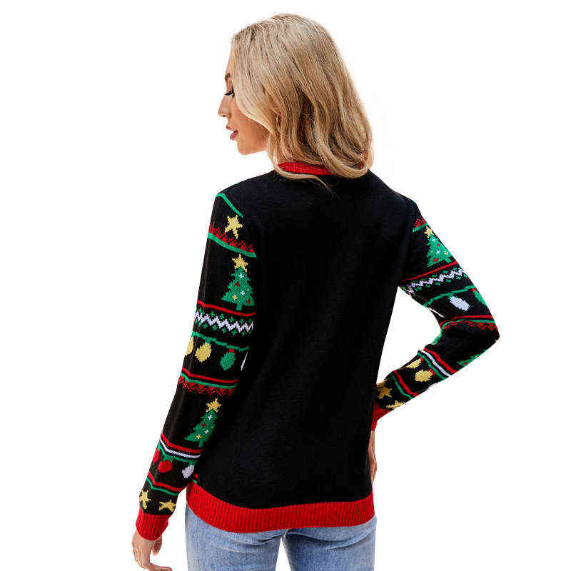 Ugly Sweaters Christmas Clothing Women's 2021 New Autumna Winter Fashion Christmas Tree Snowman Pullover Sweater For Female Y1118
