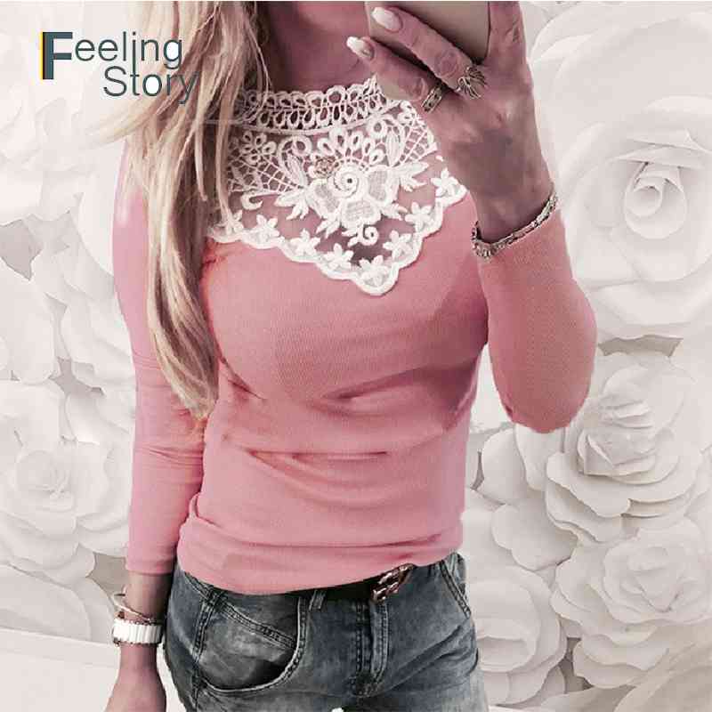 Fashion Women' T-shirt with Lace Shirt Long Sleeve Sexy Shirts Women High-elastic Cotton Ladies Tops XXL Womens Tshirt 210603, Gray
Fashion Women' T-shirt with Lace Shirt Long Sleeve Sexy Shirts Women High-elastic Cotton Ladies Tops XXL Womens Tshirt 210603, Gray