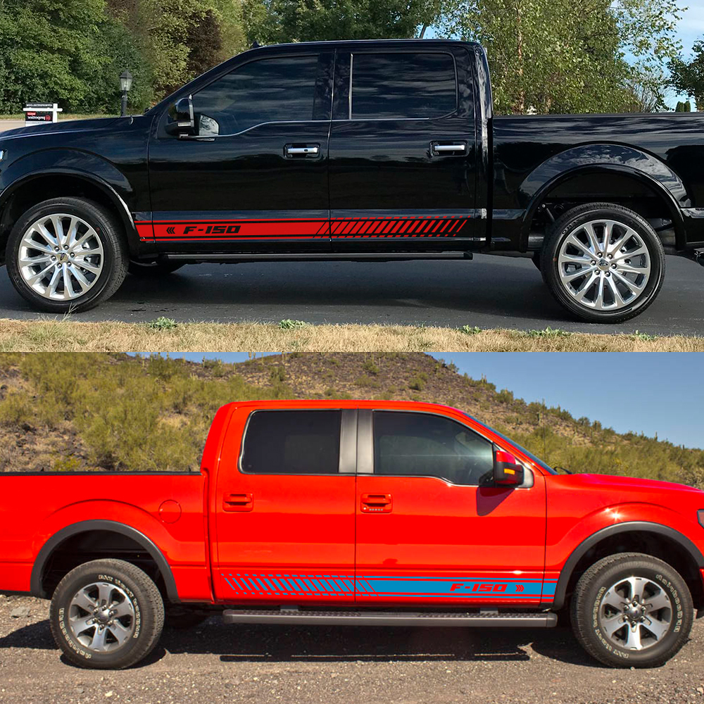 2PCS For F150 F-150 Stylish Car Door Side Skirt Stickers Body Decals Racing Stripe Auto Exterior Decor Accessories