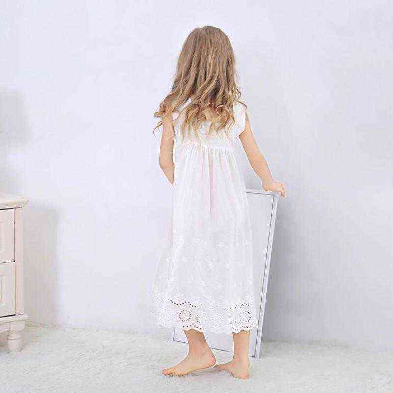 Toddle Girl White Nightdress Princess Dress Children Pajamas Nightgowns For s Kids Night Lace Sleeping 211130