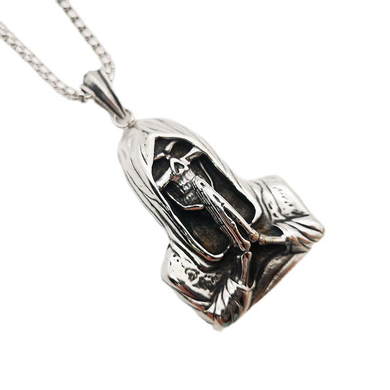 Pendant Necklaces 2021 SS Cloaked Death Praying Necklace Vintage Silver Stainless Steel Mens Cool Fashion Jewelry Gift
Pendant Necklaces 2021 SS Cloaked Death Praying Necklace Vintage Silver Stainless Steel Mens Cool Fashion Jewelry Gift