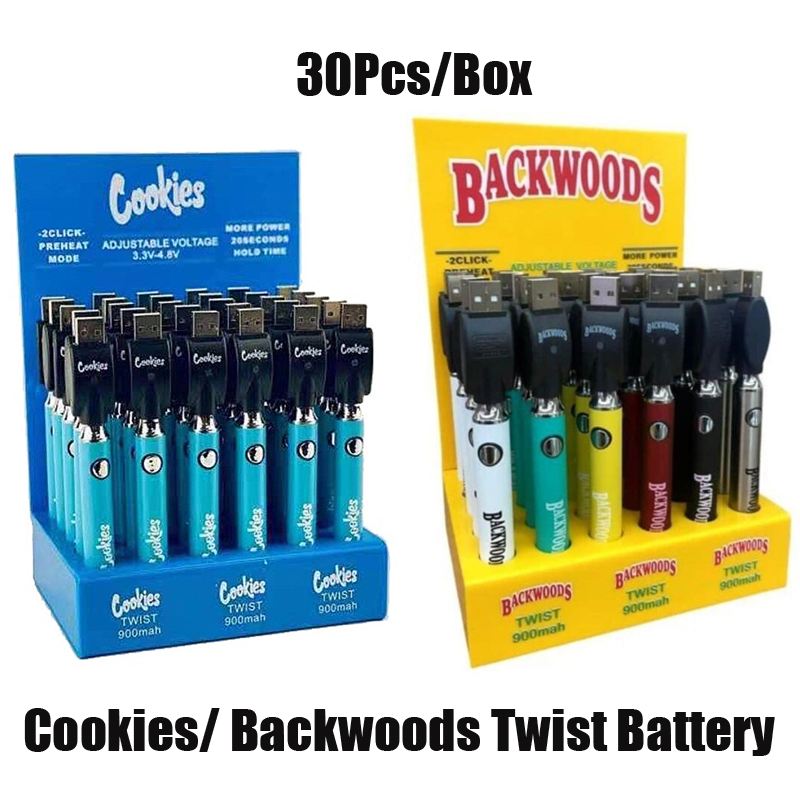 Cookies Backwoods Twist VV Battery Preheat Bottom Voltage Adjustable 900mAh Vape Pen Cartridge 510 EGO Battery with Display Box 30Pcs Pack
Cookies Backwoods Twist VV Battery Preheat Bottom Voltage Adjustable 900mAh Vape Pen Cartridge 510 EGO Battery with Display Box 30Pcs Pack