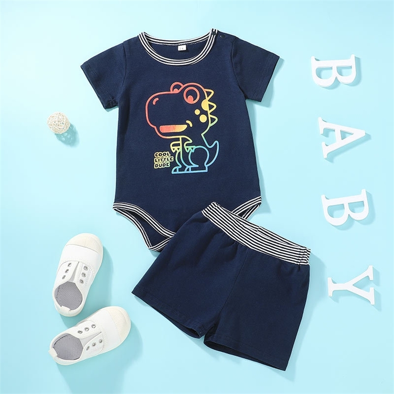 Summer Children Sets Casual Short Sleeve O Neck Print Cartoon Dinosaur Rompers Blue Shorts 2Pcs Girls Boys Clothes Set 0-2T 210629, Navy blue
Summer Children Sets Casual Short Sleeve O Neck Print Cartoon Dinosaur Rompers Blue Shorts 2Pcs Girls Boys Clothes Set 0-2T 210629, Navy blue