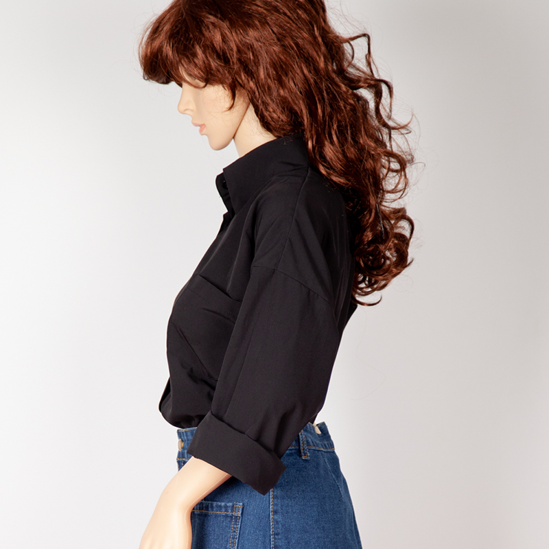 RICORIT Spring Shirt Women Shirt White Shirts Blouse Female Blouse One Pocket Long Sleeve Lapel OL Style Women Loose Blouses Top 210225