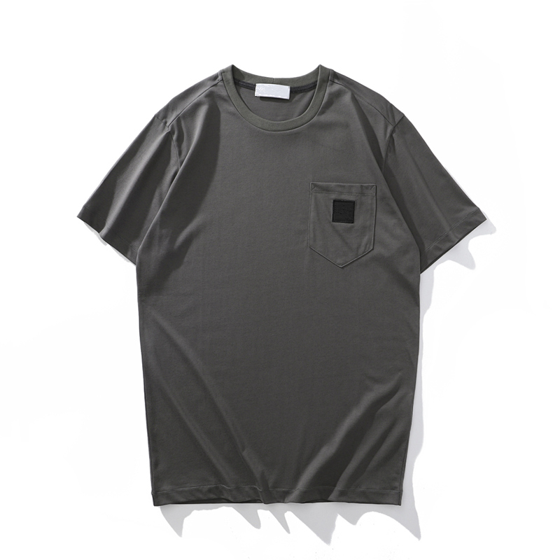 Summer Men's t Shirts leisure simple badge design high quality cotton short sleeve Fashion loose top solid color pocket European and American brand
