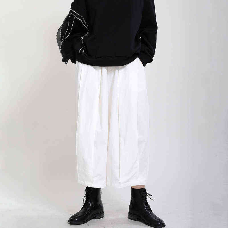 High Elastic Waist Draped Long Wide Leg Trousers Loose Fit Pants Women Fashion Spring Autumn 1DD0404 211115