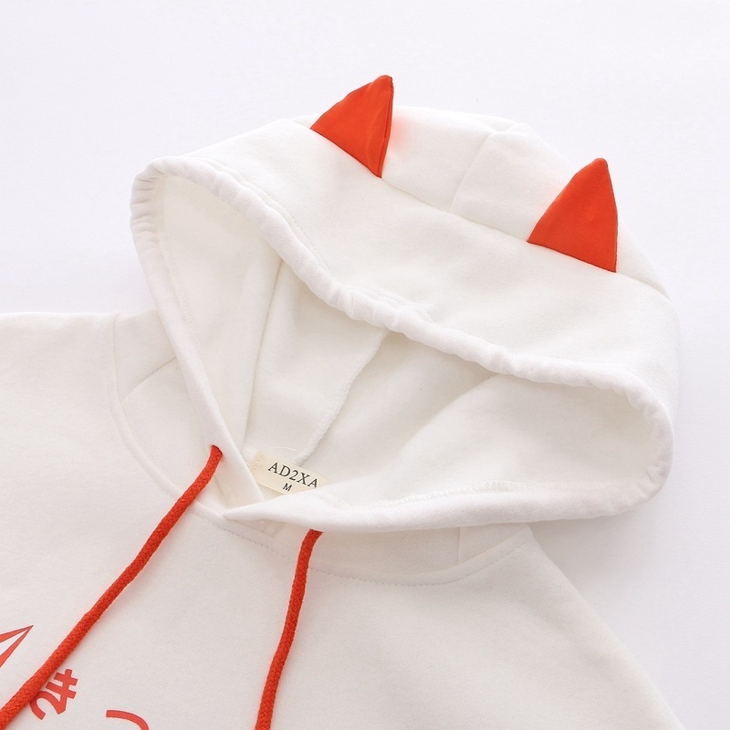Thicken Sweet Style Hooded Sweatshirts Women Autumn Winter Fox Print Hit Color Loose Hoodies Student Cute Fleece Warm Clothing 201211