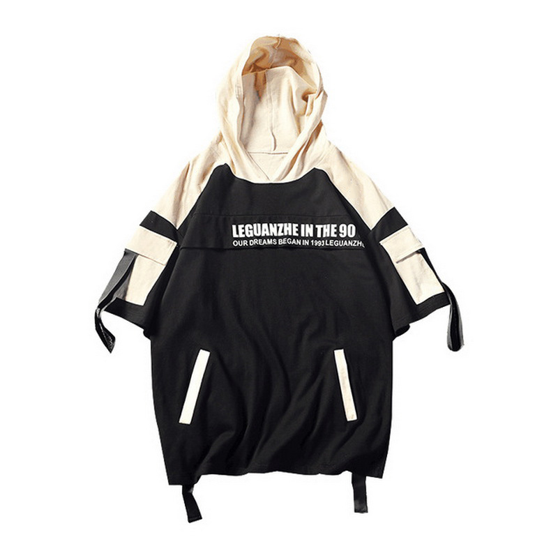 Summer Short Sleeves Harajuku Korea Fashion Streetwear One Piece Hip Hop Rock Punk Men Hoodies Sweatshirt Clothes 201020