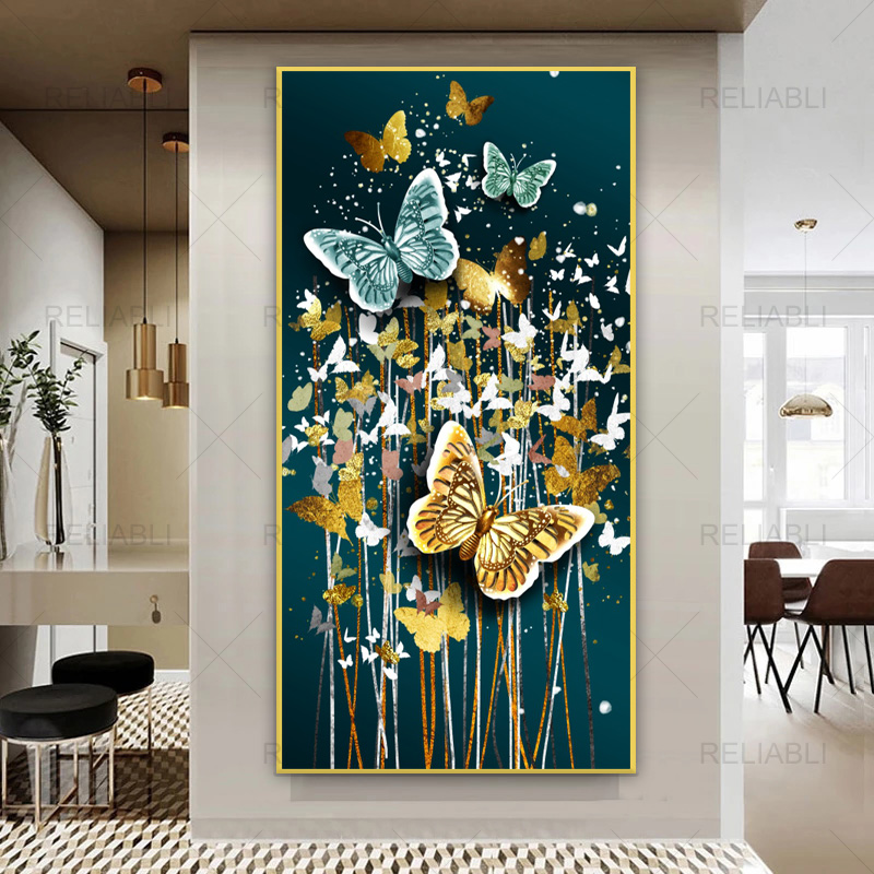Nordic Abstract Golden Butterfly Wall Art Prints Poster Modern Canvas Painting Wall Pictures for Living Room Home Decor Cuadros