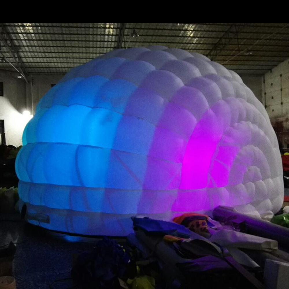 Commercial mobile LED inflatable half dome tent luna temporary Cocktail bar for party show
