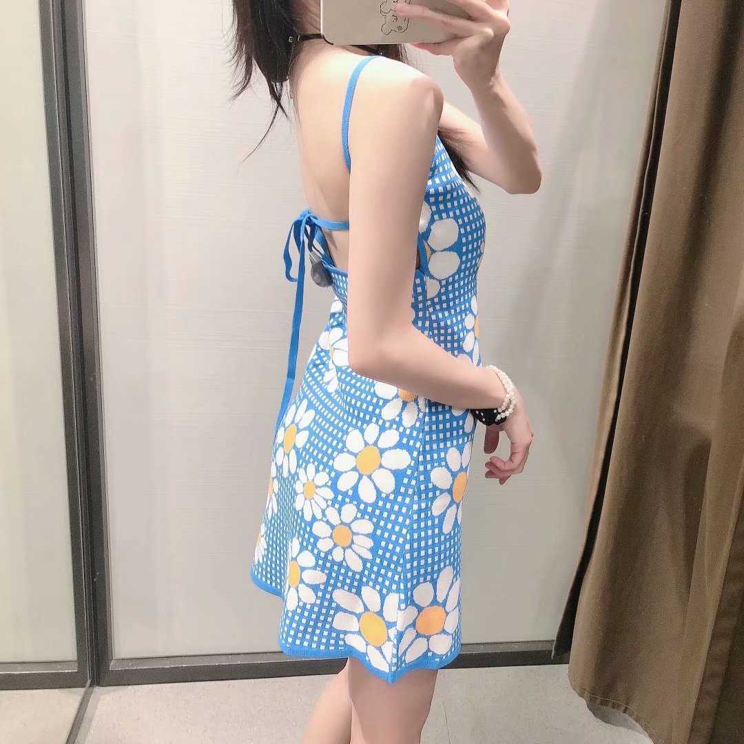 Summer Women Floral Dress elegant Casual Fashion Chic Lady Backless Kawaii Woman Short Slip Sun Dress robes 210709