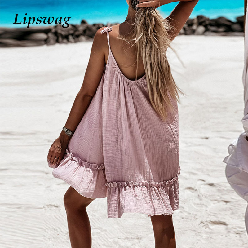 casual loose beach summer dress fashion women solid sling backless mini dress v neck sleeveless ruffle party dress vestidoshigh quality, Black;gray
casual loose beach summer dress fashion women solid sling backless mini dress v neck sleeveless ruffle party dress vestidoshigh quality, Black;gray