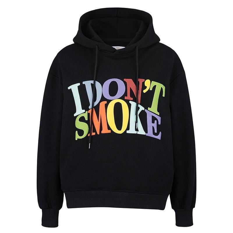Deeptown Hip Hop Sweatshirt Women Man Autumn Rainbow Letter Print Hoodies Women Fashion Streetwear Cotton Long Sleeve Pullover 201211
