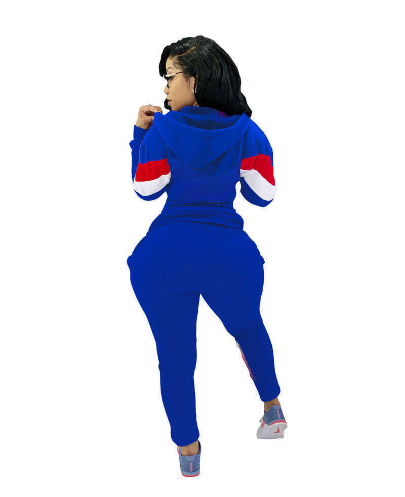 Women panelled 2 piece set fall winter clothing Cardigan Jacket pants sports suit hoodies leggings outfits outerwear bodysuits hot sell