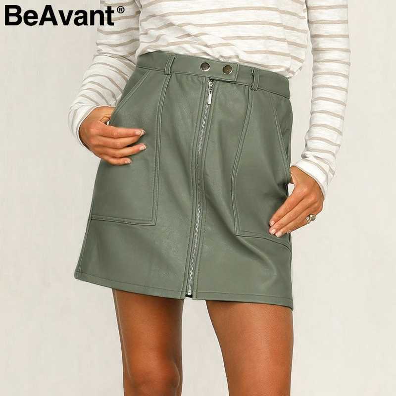 BeAvant Vintage leather women pencil skirt autumn High waist zipper bodycon mini skirts Streetwear pockets ladies winter skirts 210709, Green
BeAvant Vintage leather women pencil skirt autumn High waist zipper bodycon mini skirts Streetwear pockets ladies winter skirts 210709, Green