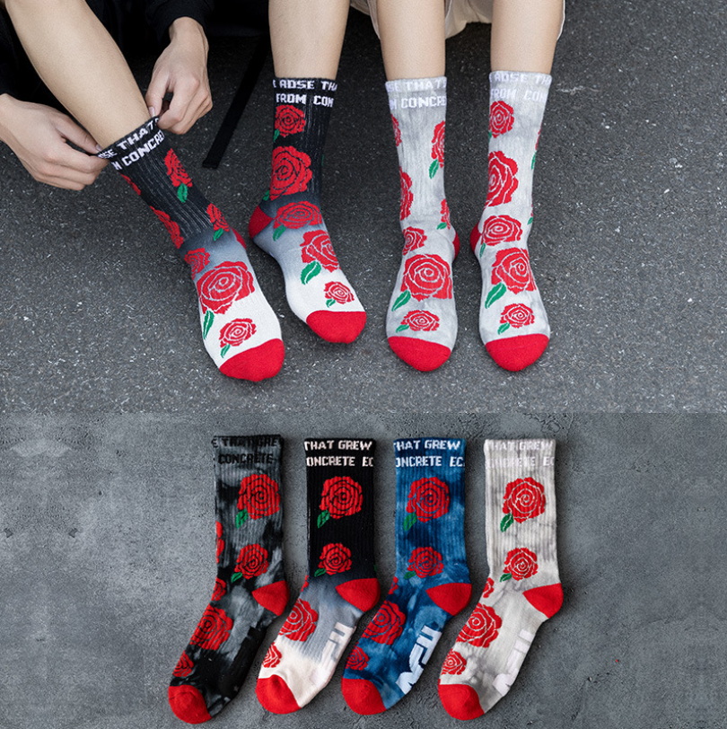 New Fashion Tie-dye Rose Men and Women Socks Cotton Colorful Vortex Red Flower HipHop Letter Skateboard Funny Happy Sockings
New Fashion Tie-dye Rose Men and Women Socks Cotton Colorful Vortex Red Flower HipHop Letter Skateboard Funny Happy Sockings
