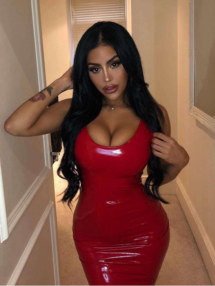 Casual Dresses Mini Summer Dress 2021 Sexy PU Leather Sleeveless Woman Party Night Club Wear Tight Neon Pink Bodycon
