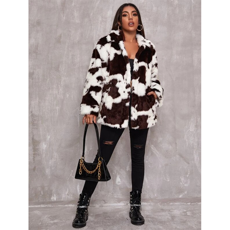 Cow spot imitation cashmere women' fur coat high-quality stand-up collar retro comfortable warmth fashion travel commute, Brown
Cow spot imitation cashmere women' fur coat high-quality stand-up collar retro comfortable warmth fashion travel commute, Brown