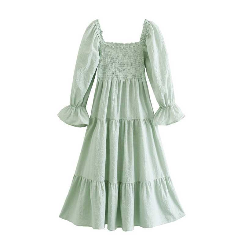 women ruffled A-line pleated long dress Sweet bow back slim Casual style summer 210524, Light green
women ruffled A-line pleated long dress Sweet bow back slim Casual style summer 210524, Light green