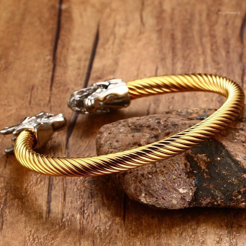 Punk Men's Stainless Steel Twist Open Silver Dragon Heads Steampunk Man Bisuteria Adjustable Length Bangle
Punk Men's Stainless Steel Twist Open Silver Dragon Heads Steampunk Man Bisuteria Adjustable Length Bangle