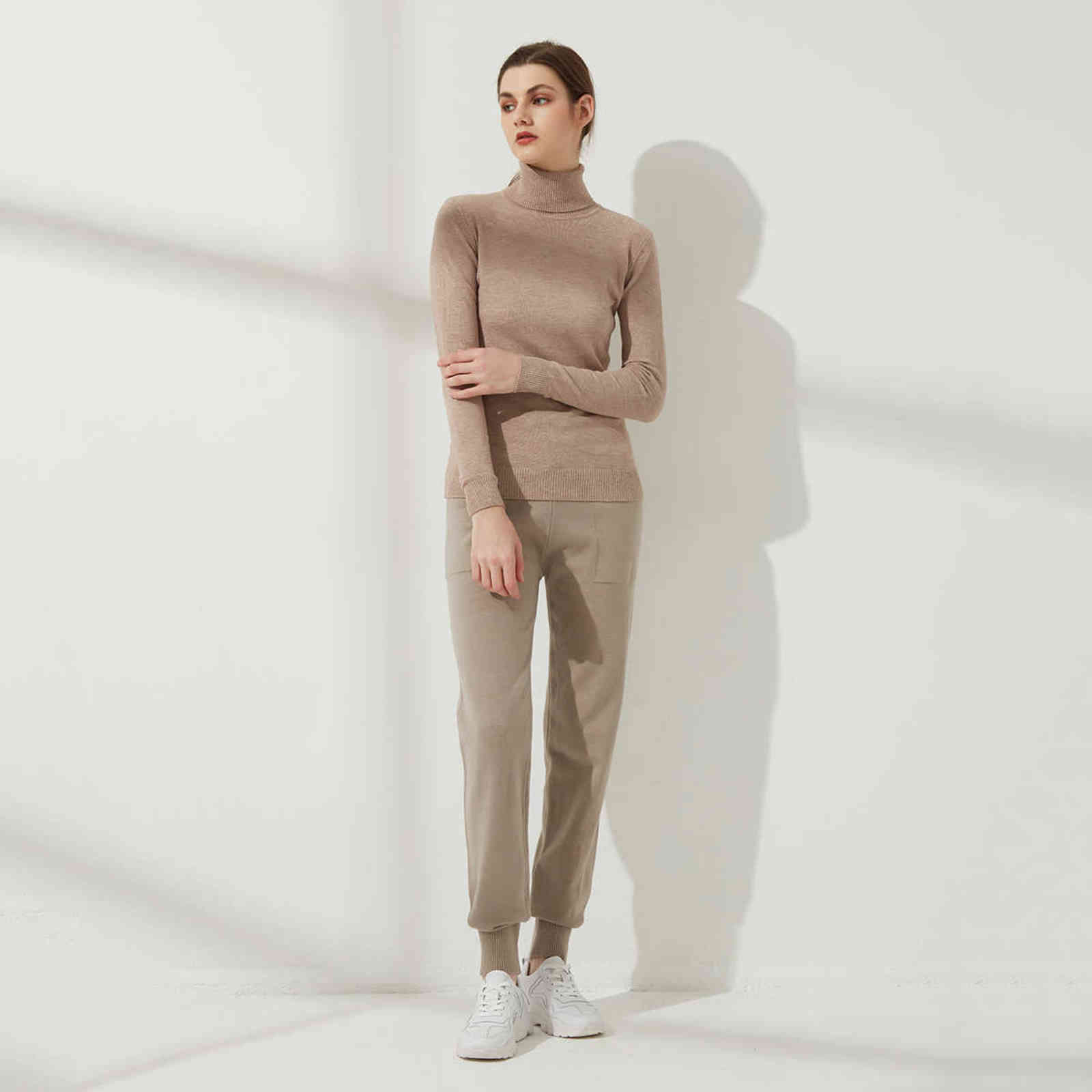 Wixra Women Turtleneck Sweater Autumn Winter Spring Long Sleeve High-Collar Pull Femme Soft Jumper Top 211123wtt