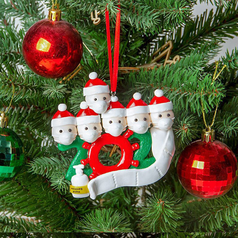 2020 PVC Ornaments Personalized Cartoon Santa Claus Mask Snowman Family 2 3 4 5 Lovely Christmas Tree Hanging Pendants VT1726 Free shipping