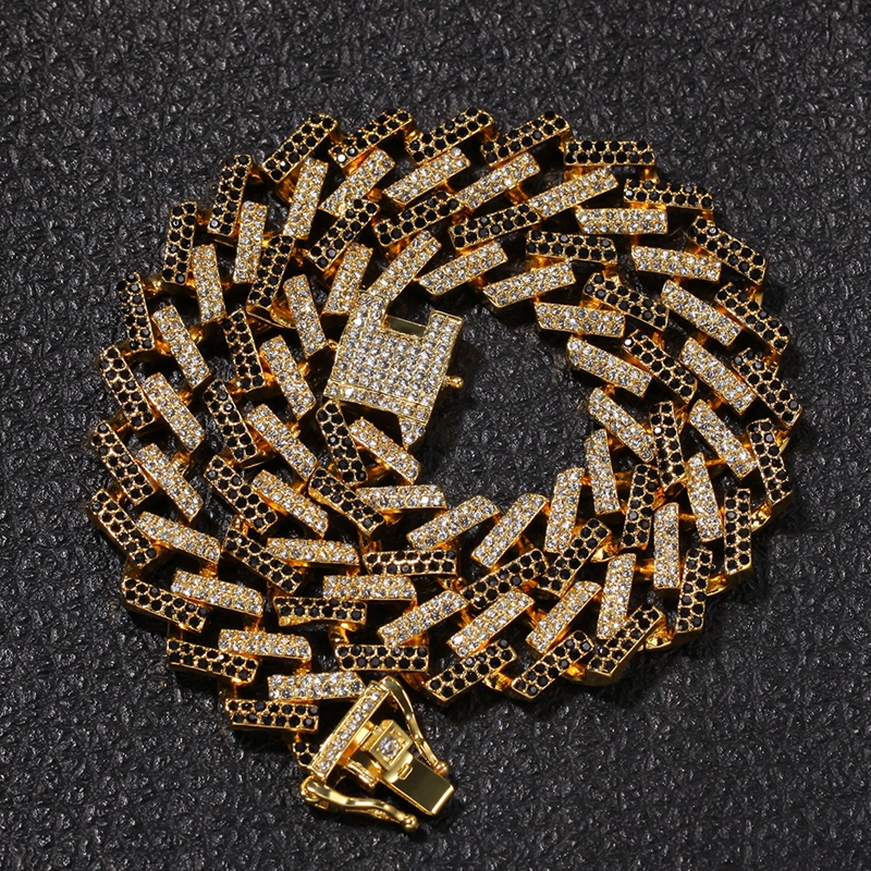 Hip Hop Bling Chains Jewelry Men Iced Out Necklace Gold Silver Black Blue Diamond Miami Cuban Link Chain