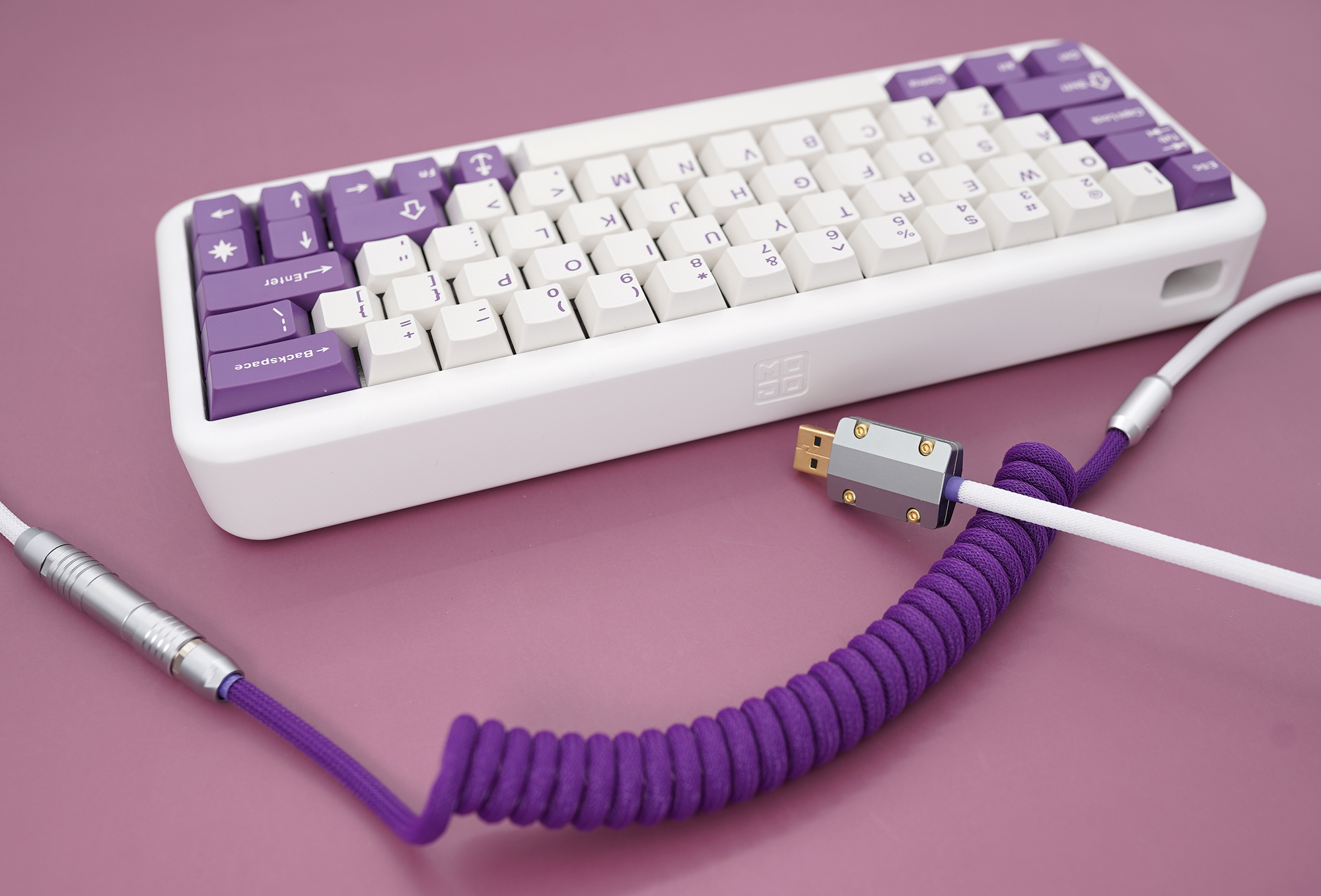GeekCable Handmade Mechanical Keyboard Data Cable For GMK Theme SP Keycap Theme Line Purple Milk Colorway Multiple Plug Type
