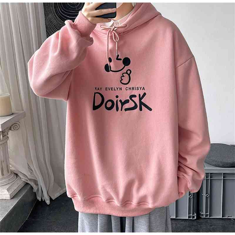 Pink sweater men's spring autumn coat lovers hooded sportswear loose TB top, Black
Pink sweater men's spring autumn coat lovers hooded sportswear loose TB top, Black